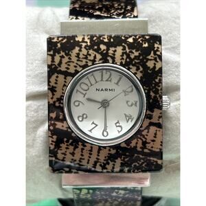 Narmi Black And Brown Tone Women’s Cuff Watch